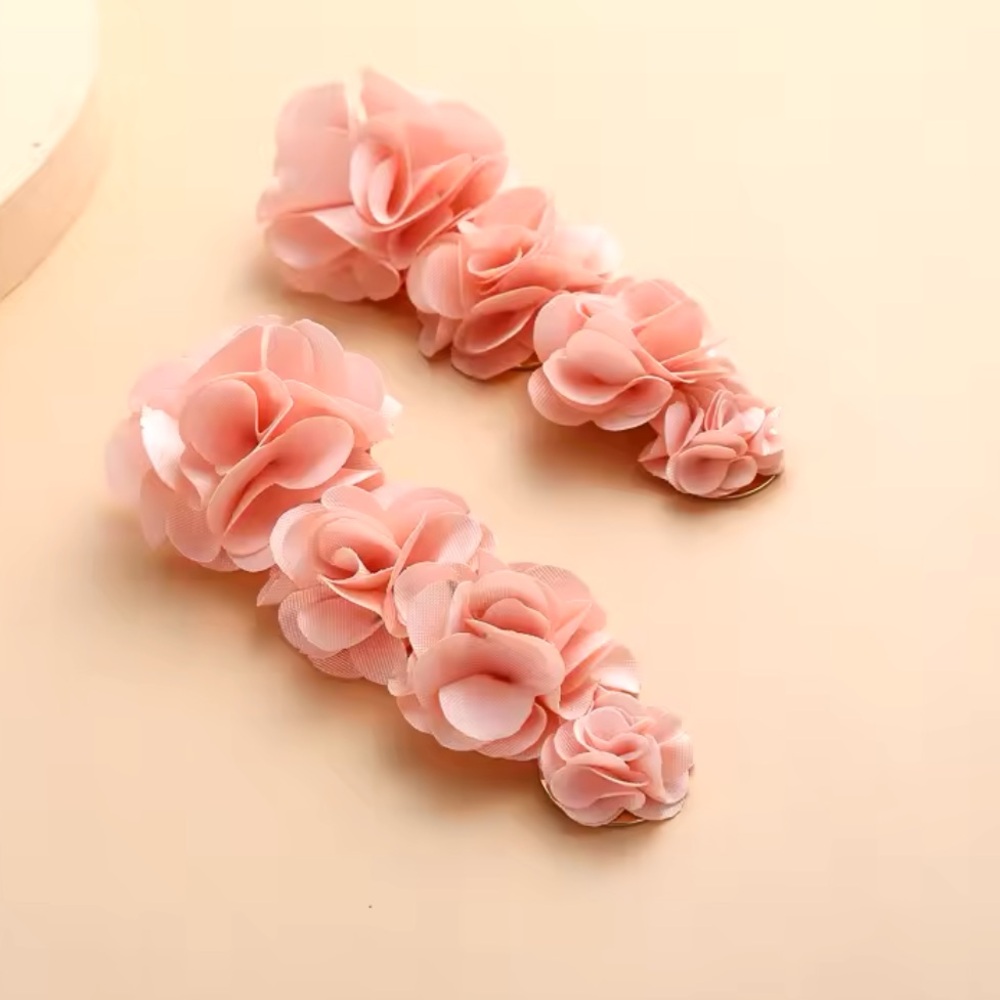 Jiselé - Elegant Pink Lace Fabric Flower Drop Earings
